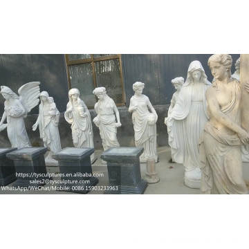 In stock hand carved stone white marble virgin mary statue for garden